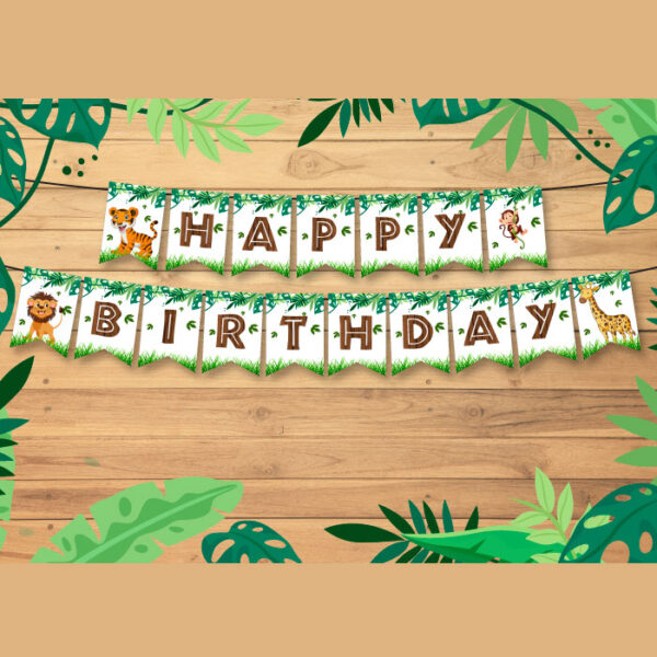 Jungle Theme “HAPPY BIRTHDAY” Banner