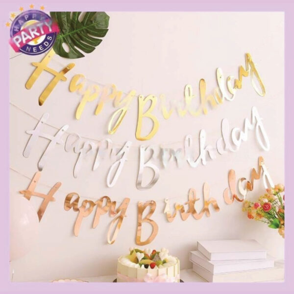 “HAPPY BIRTHDAY” Cursive Bunting Banner