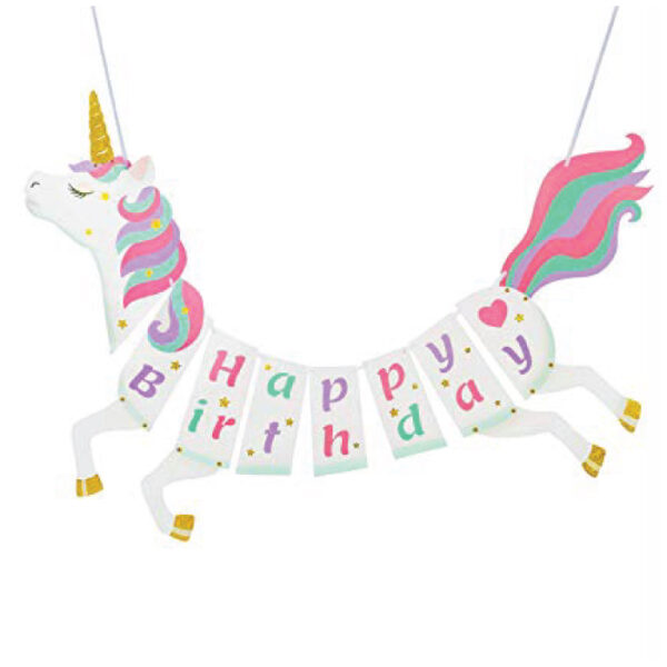 Unicorn Shape Happy Birthday Banner