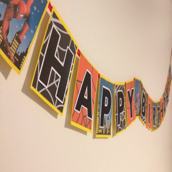Spider-Man “HAPPY BIRTHDAY” Banner (Square Shape)